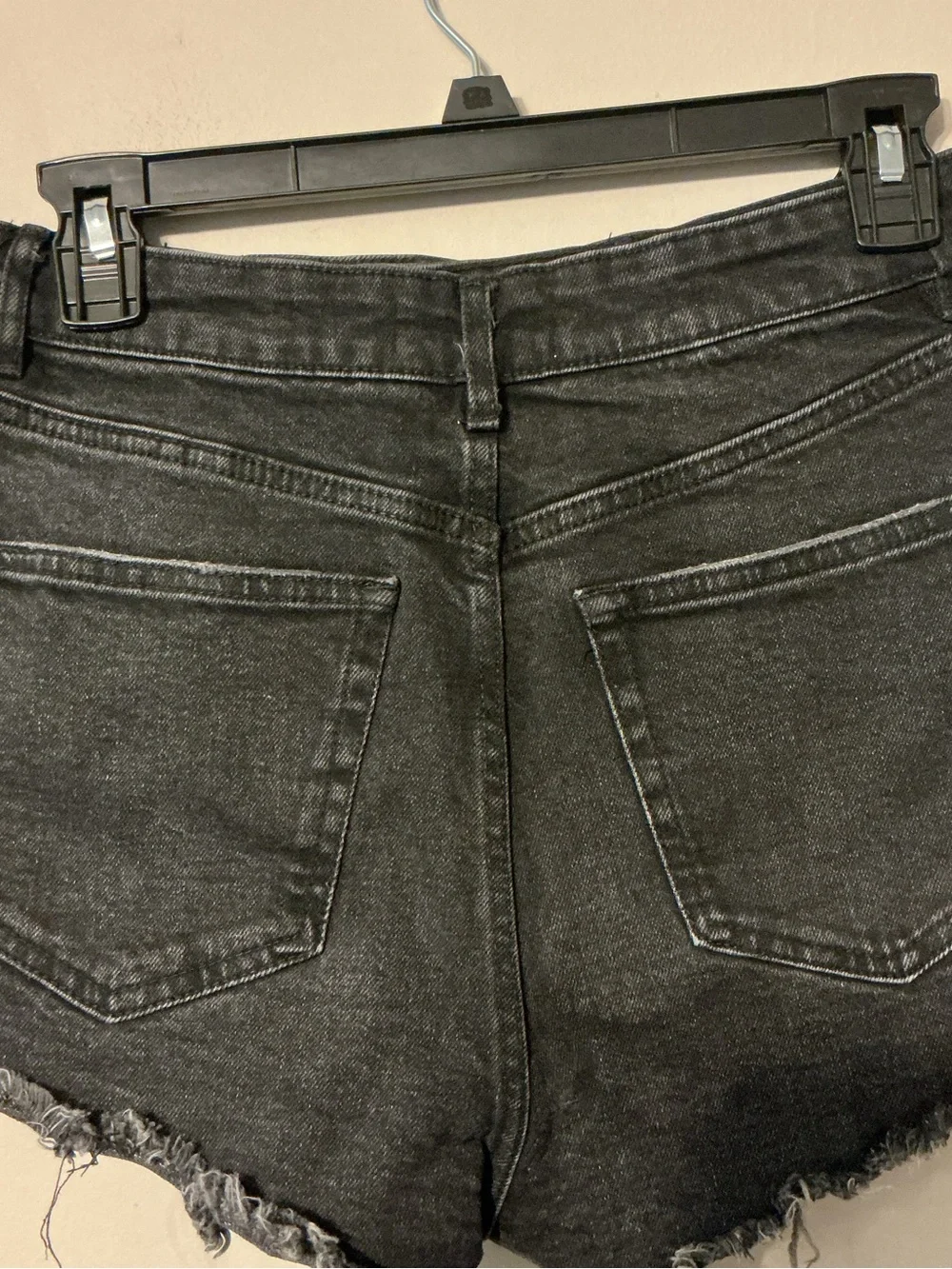 Zara Black Distressed Frayed-Hem Jean Shorts